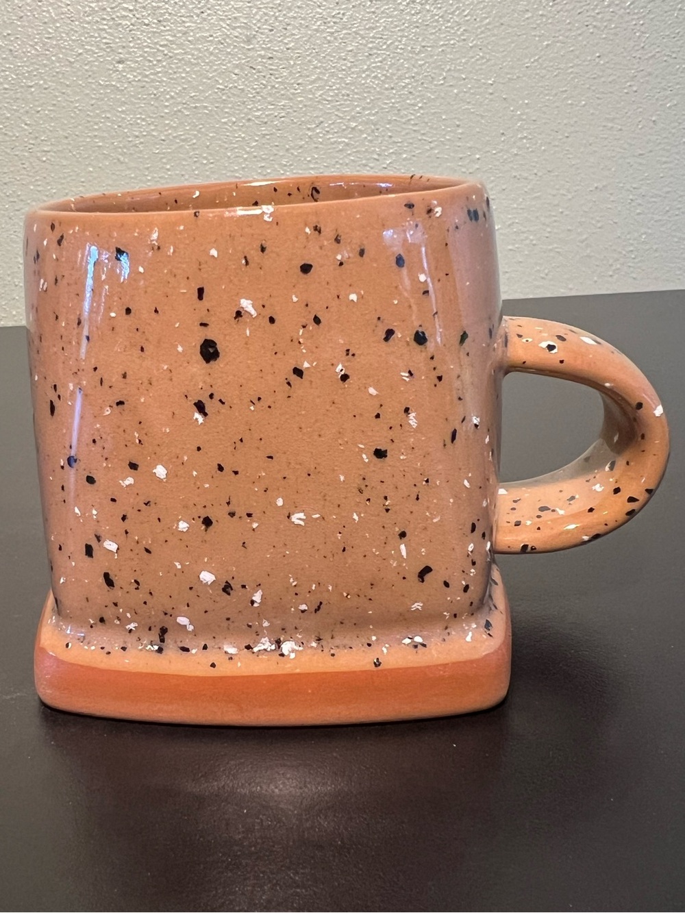 Handcrafted Hand Thrown Studio Art Pottery Square-Bottomed Speckled Cup Mug - Picture 4 of 13